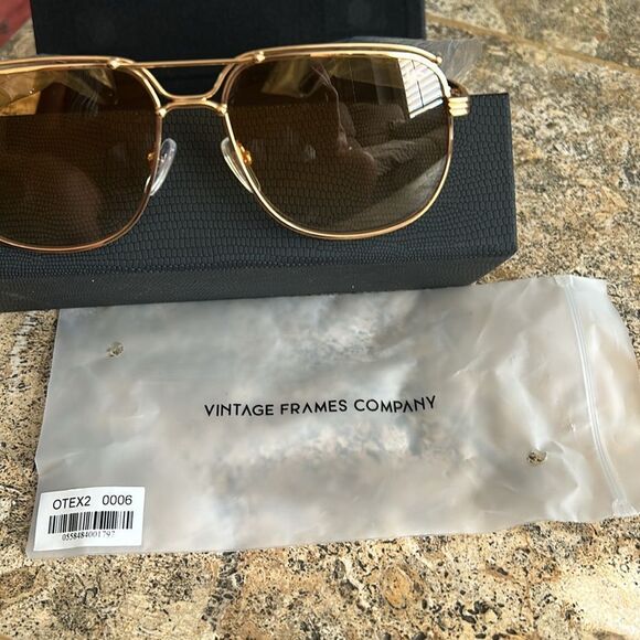 vintage frame company Gold Aviator Sunglasses